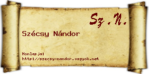 Szécsy Nándor névjegykártya
