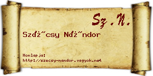 Szécsy Nándor névjegykártya