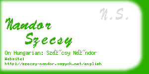 nandor szecsy business card